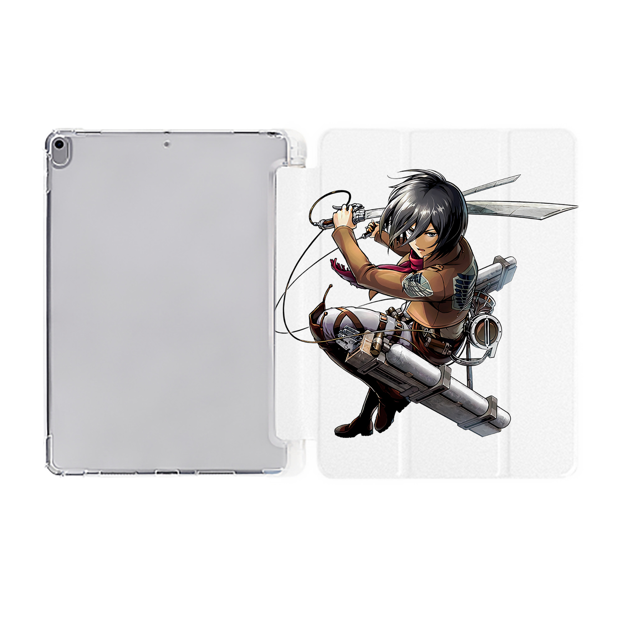 （画像用） 進撃の巨人 ミカサ·アッカーマン Attack on Titan Mikasa Ackerman IPad ケース ペン収納付き 三つ折りスタンド PUレザー×シリコン 対応機種9.5/10.5/10.9インチ